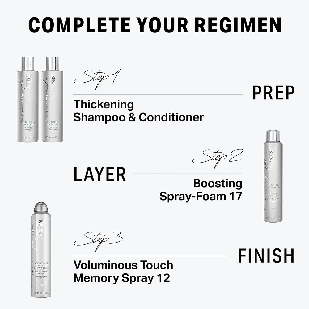 Kenra Platinum Boosting Spray-Foam 17 applied to damp hair for lift