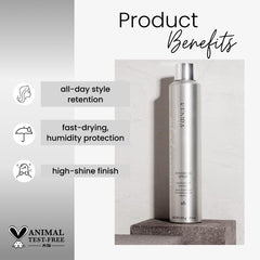 Kenra Platinum Finishing Spray in action, providing strong hold without stiffness.