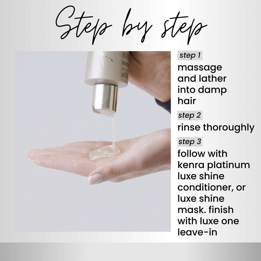Kenra Platinum Luxe Shine hair-gloss closeup reveals radiant shine and easy manageability.