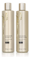 Kenra Platinum Luxe Shine shampoo bottle with gold-infused formula for silky hair.