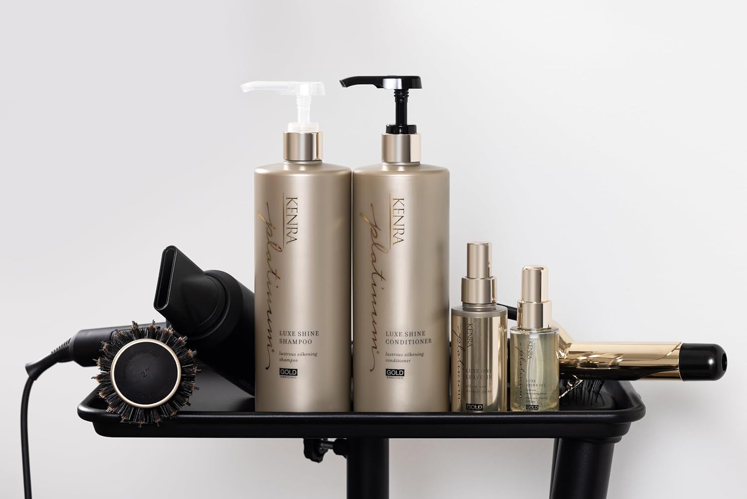 Visual of thermal protection for hair with Kenra Luxe Shine Oil up to 450F
