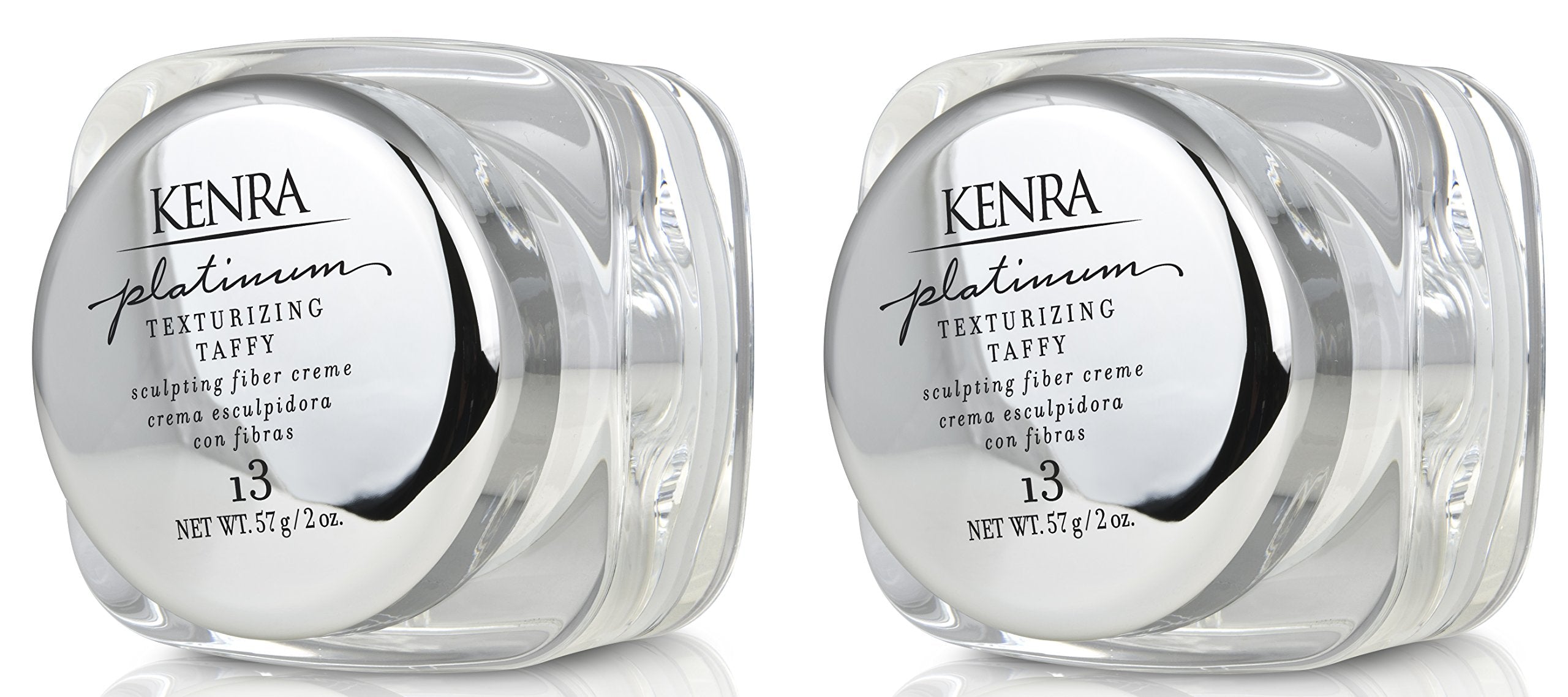 Kenra Platinum Texturizing Taffy 13 jar-front shows pliable hold for flexible styling.