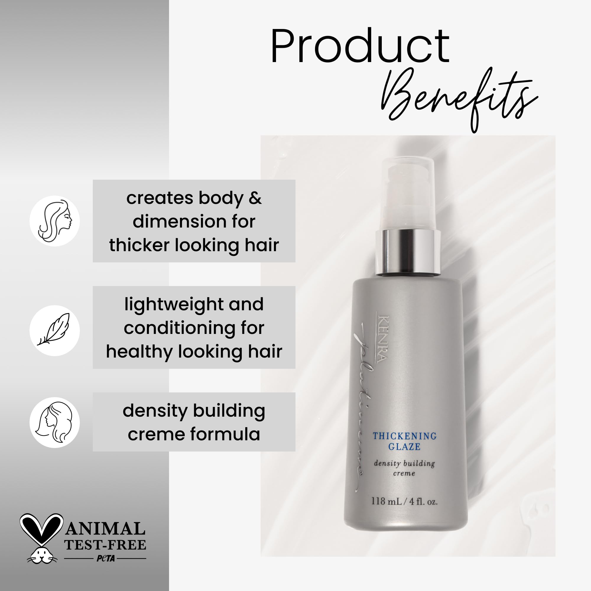 Kenra Platinum Thickening Glaze texture close-up showing creamy formula for body