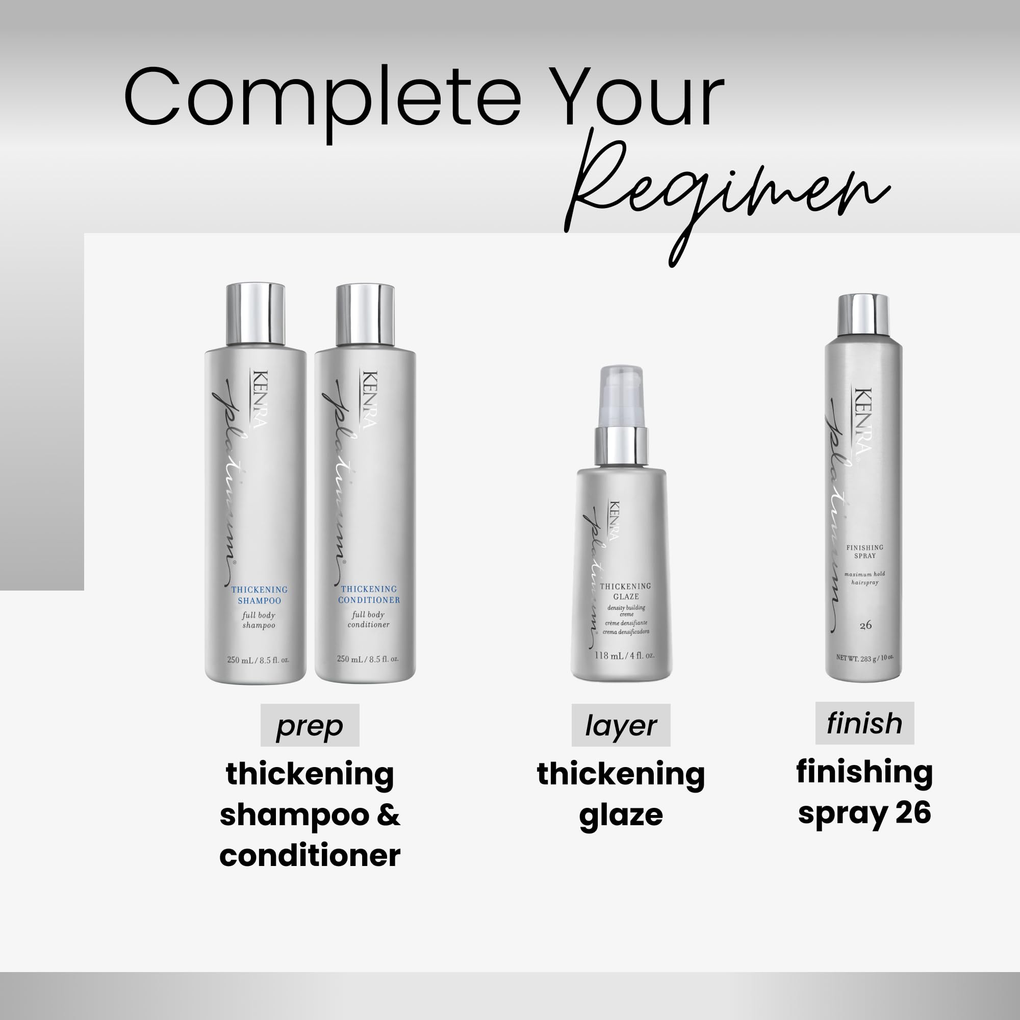 Kenra Platinum Thickening Glaze finish on styled hair with volume
