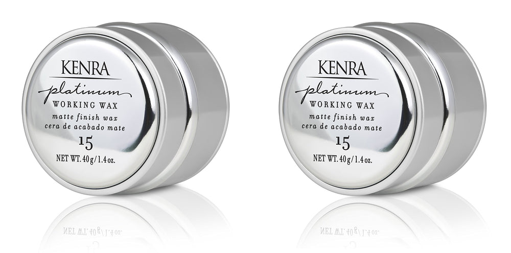 Kenra Platinum Working Wax 15 jar front view for compact two-pack styling on the go.