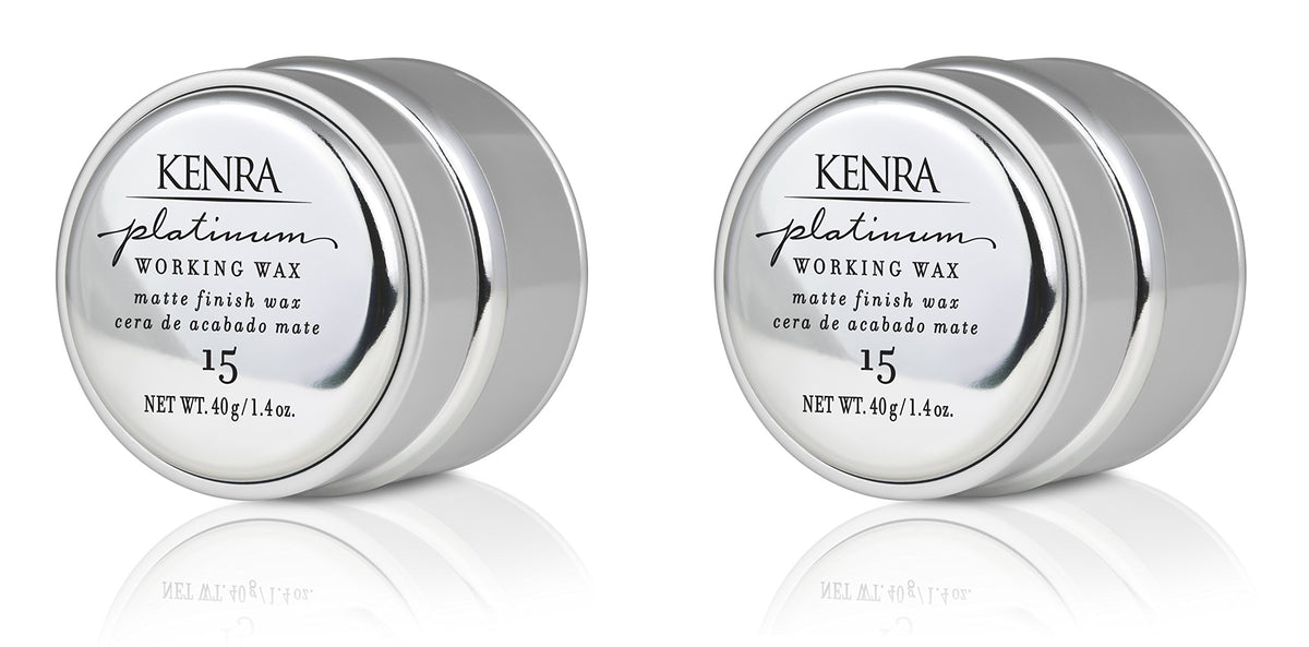Kenra Platinum Working Wax 15 jar front view for compact two-pack styling on the go.