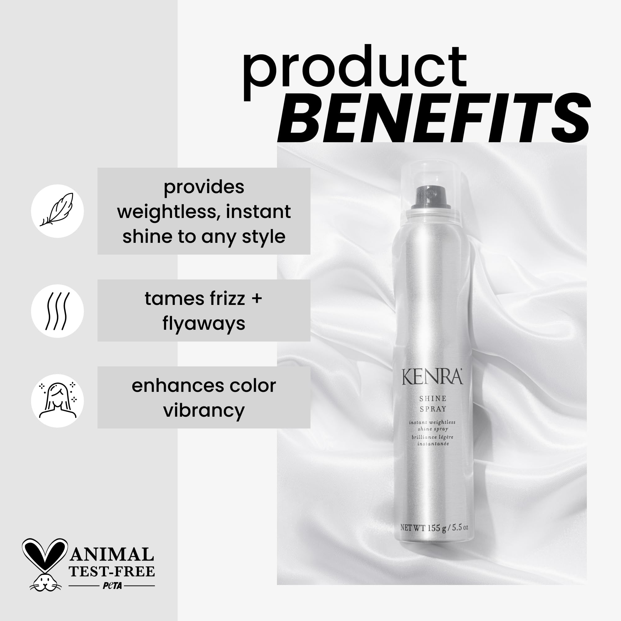 Kenra Shine Spray mist evenly coats hair to smooth frizz