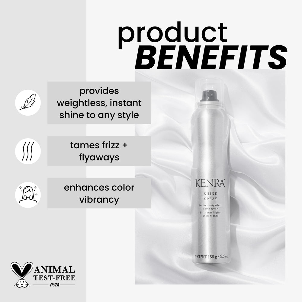 Kenra Shine Spray mist evenly coats hair to smooth frizz