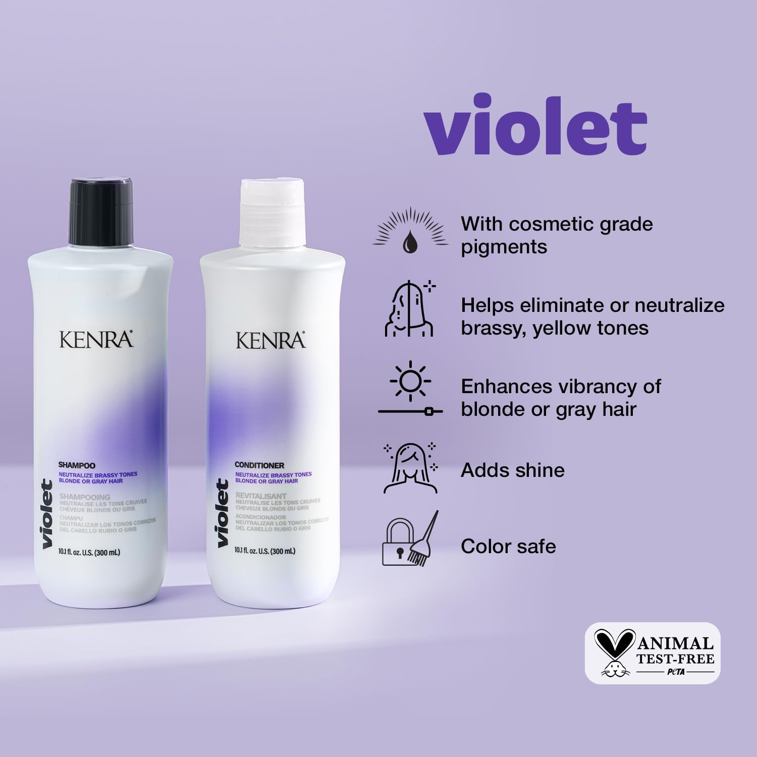 Kenra Violet Shampoo lather shows violet pigments brightening dull blond strands