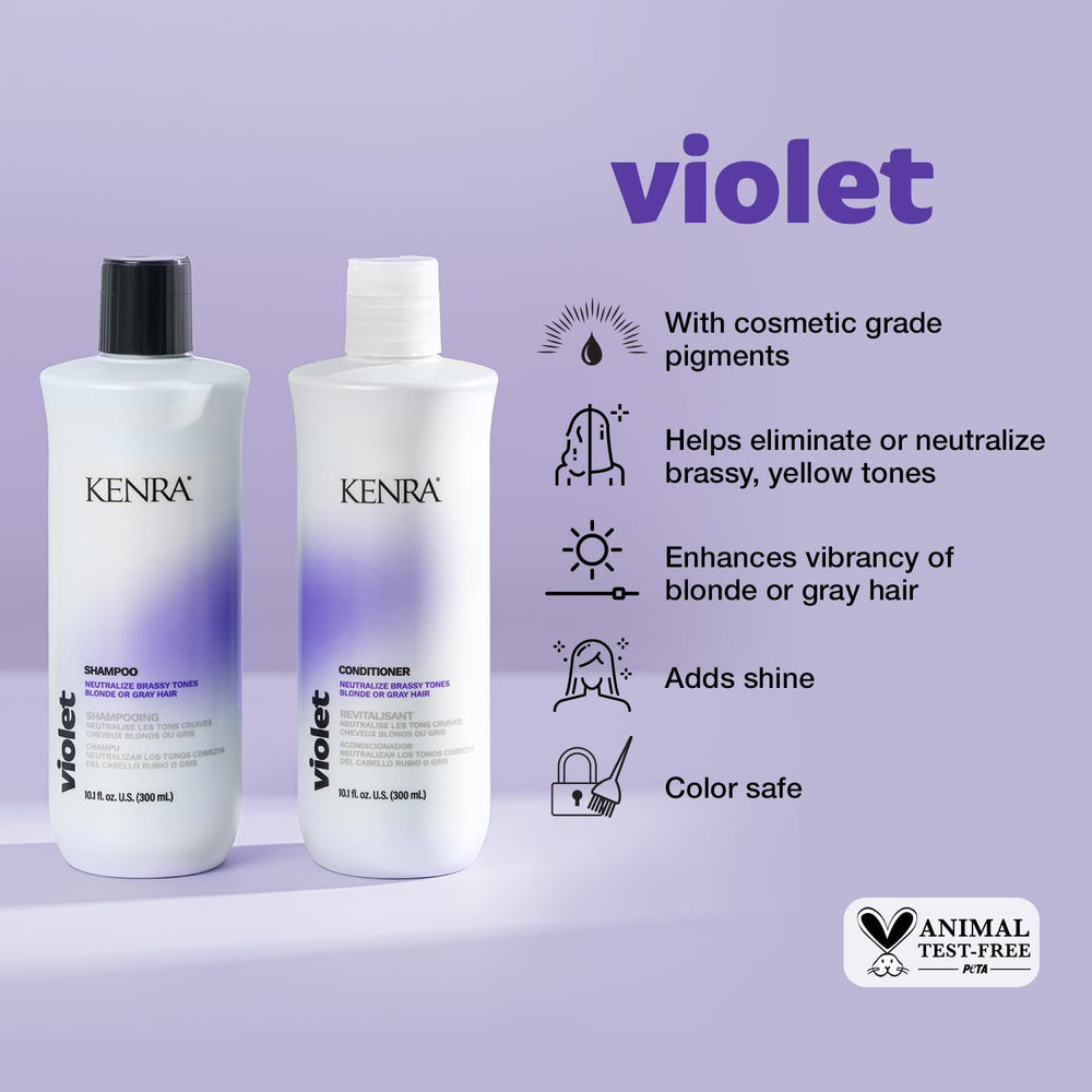 Kenra Violet Shampoo lather shows violet pigments brightening dull blond strands