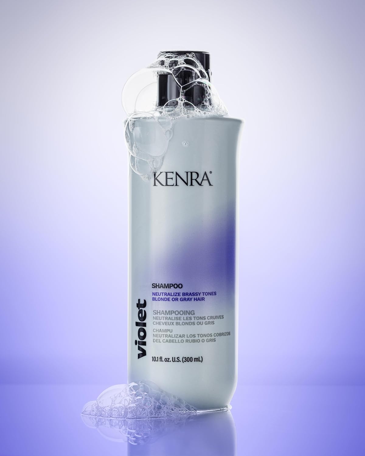 Kenra Violet Shampoo pour demonstrates even distribution for consistent toning