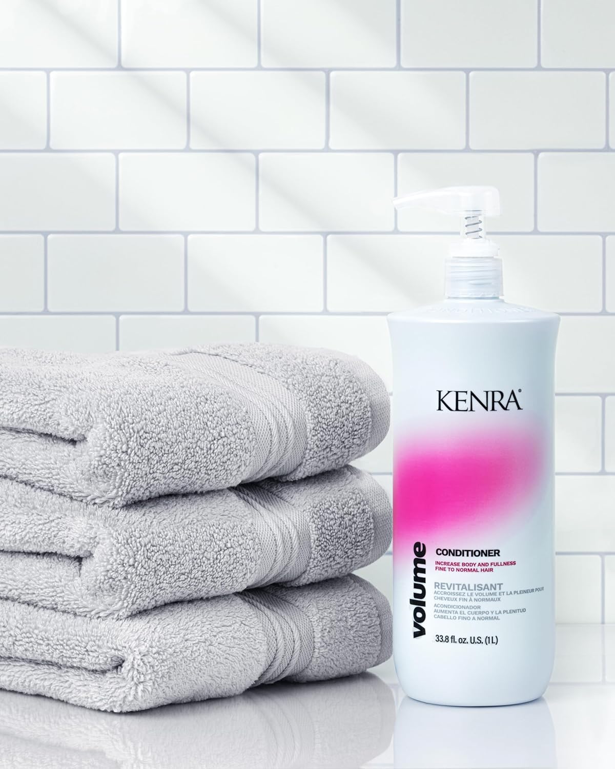 Close-up of hair texture with bounce and shine from Kenra Volume.