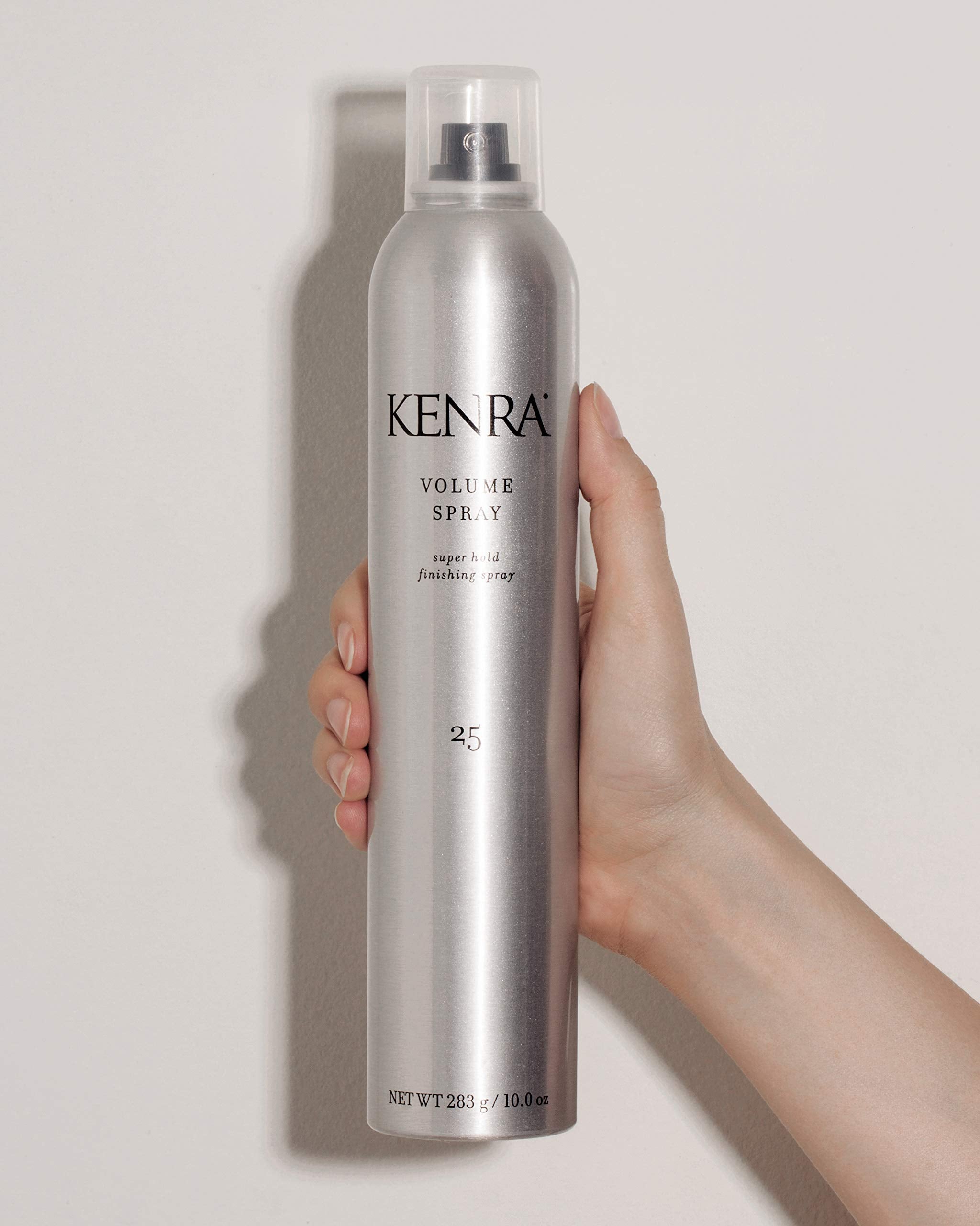 Kenra Volume Spray 25 spray action highlights quick-dry, flake-free finish