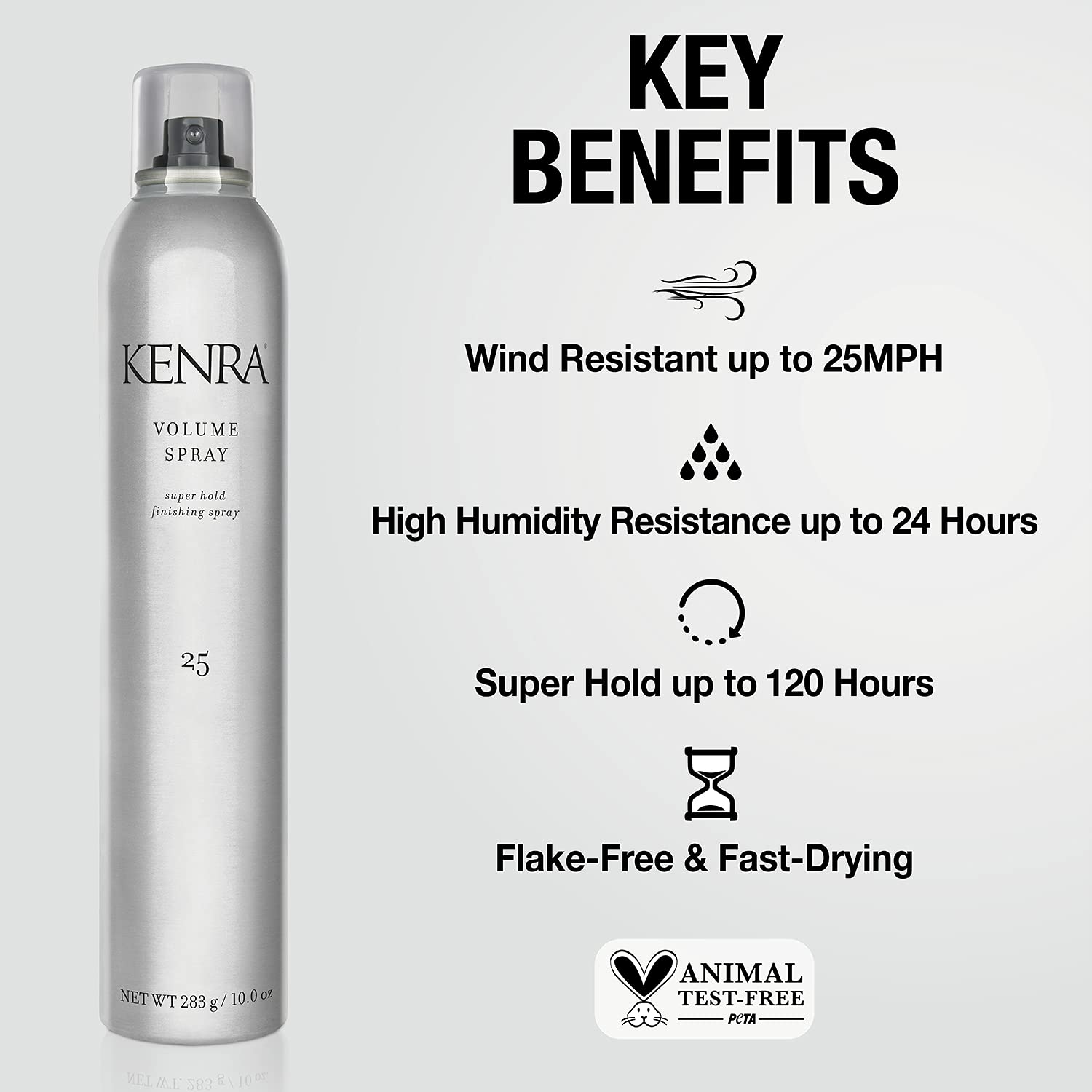 Kenra Volume Spray 25 two-bottles image emphasizes generous 16 oz bottles for lasting styling