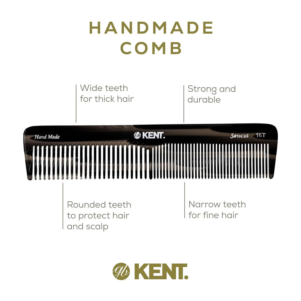 Kent 16T black graphite daily hair care tool for smooth glide