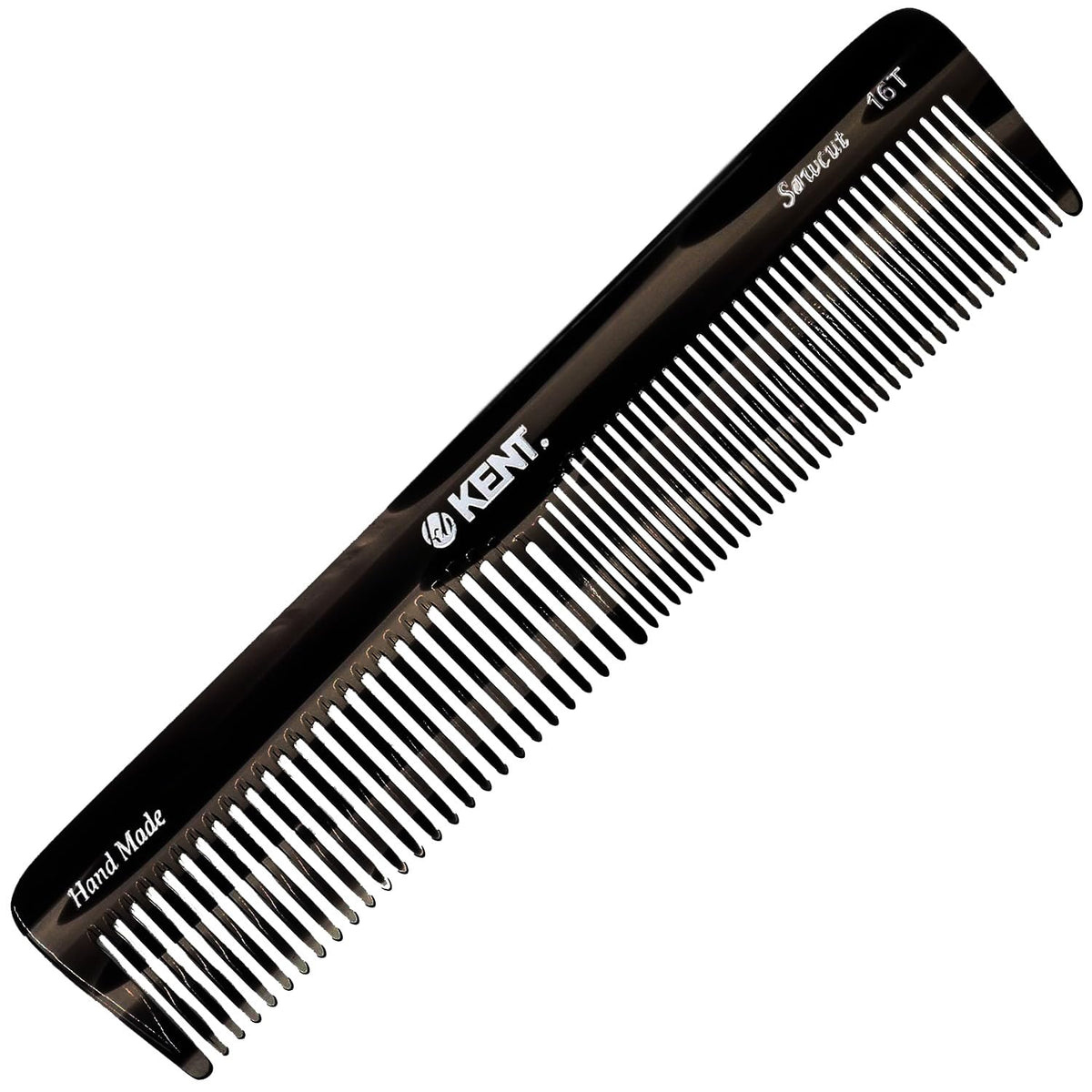 Kent 16T black graphite fine tooth comb for precise styling and detangling