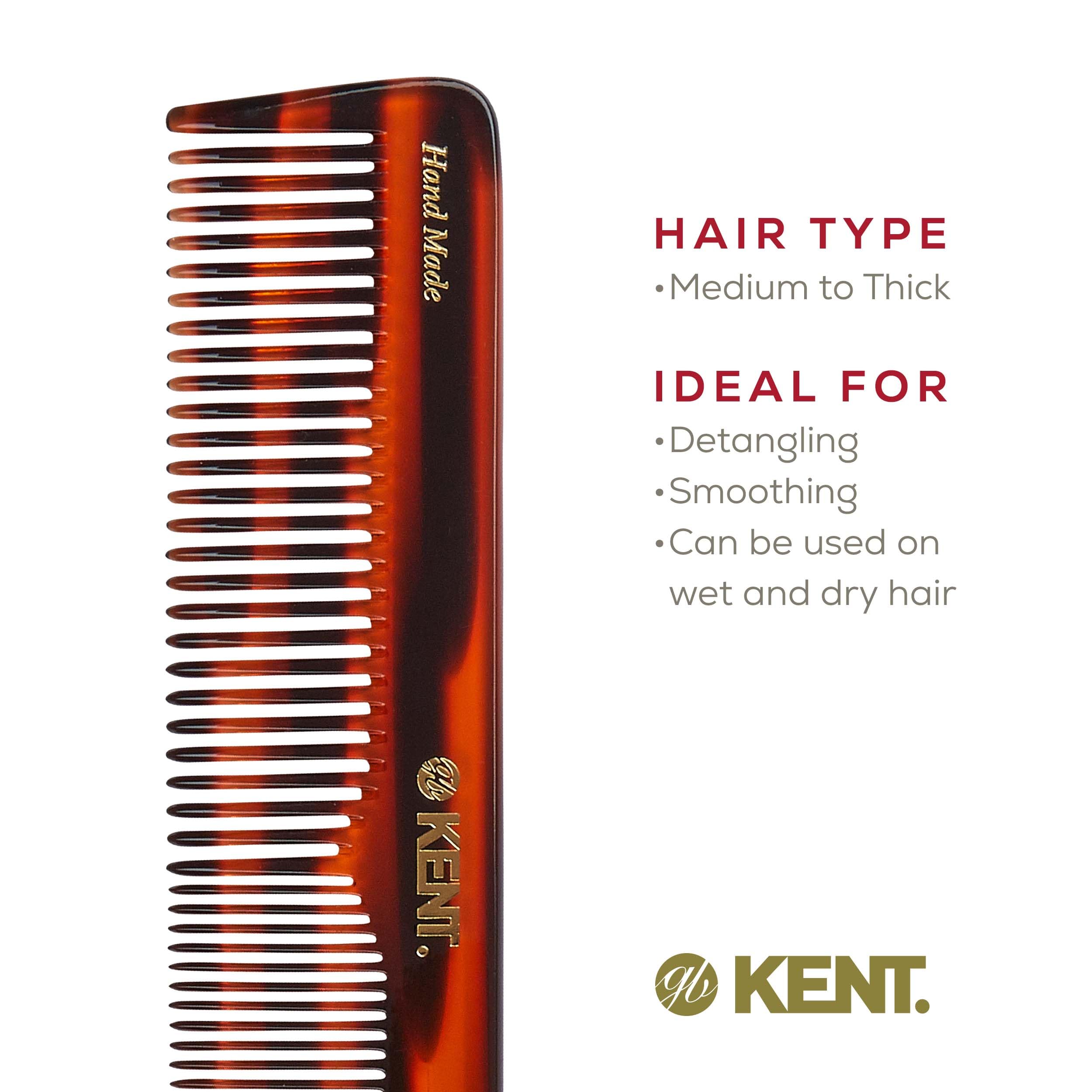 Kent 16T comb suitable for wet or dry hair for versatile grooming.