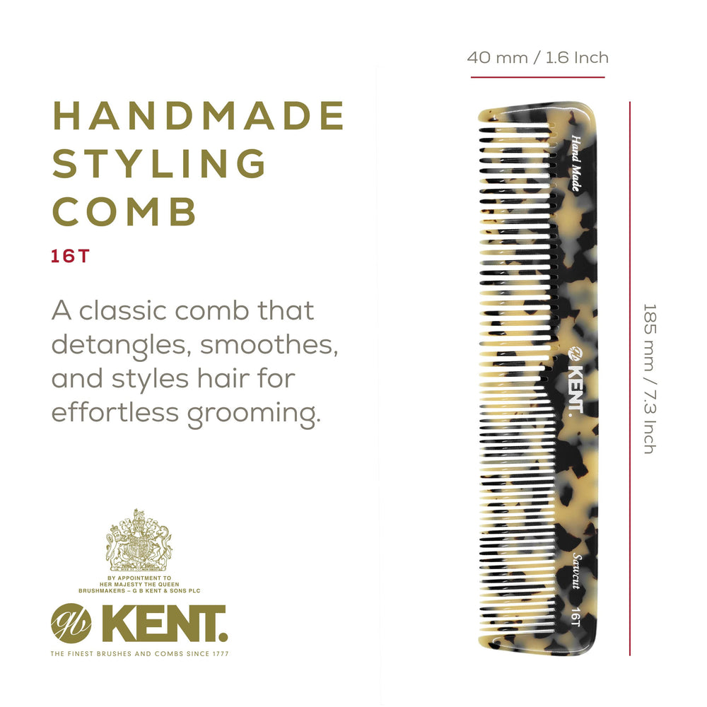 Kent 16T TW wide-tooth detangling for thick, curly hair with gentle glide.