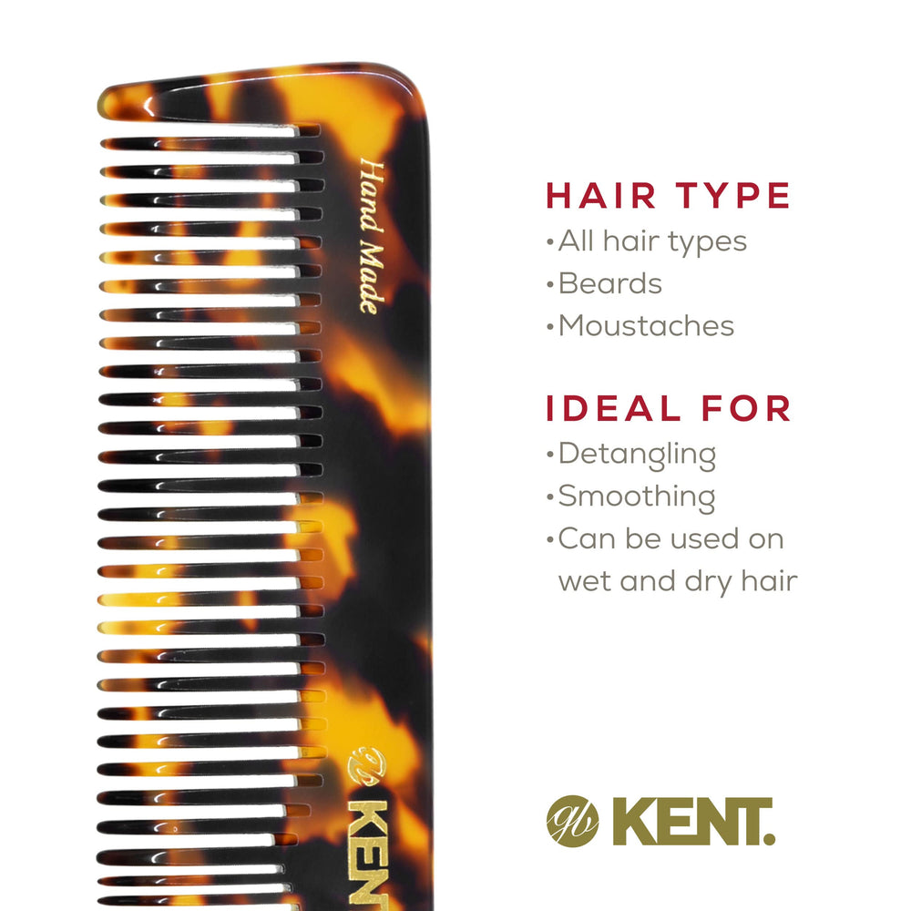 Kent 16T TY barber-size comb supports full grooming in or out of the shower.