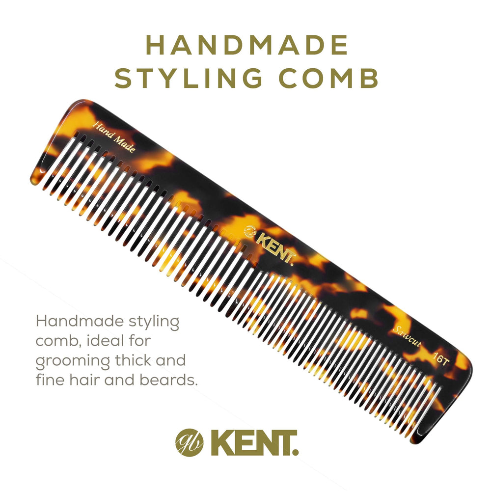 Kent 16T TY hand-polished teeth glide smoothly and reduce tugging during styling.