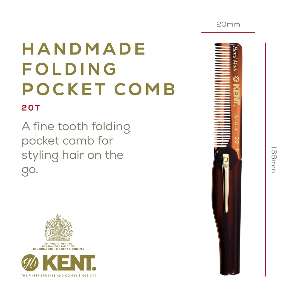 Kent 20T folding pocket comb closed fits in pocket