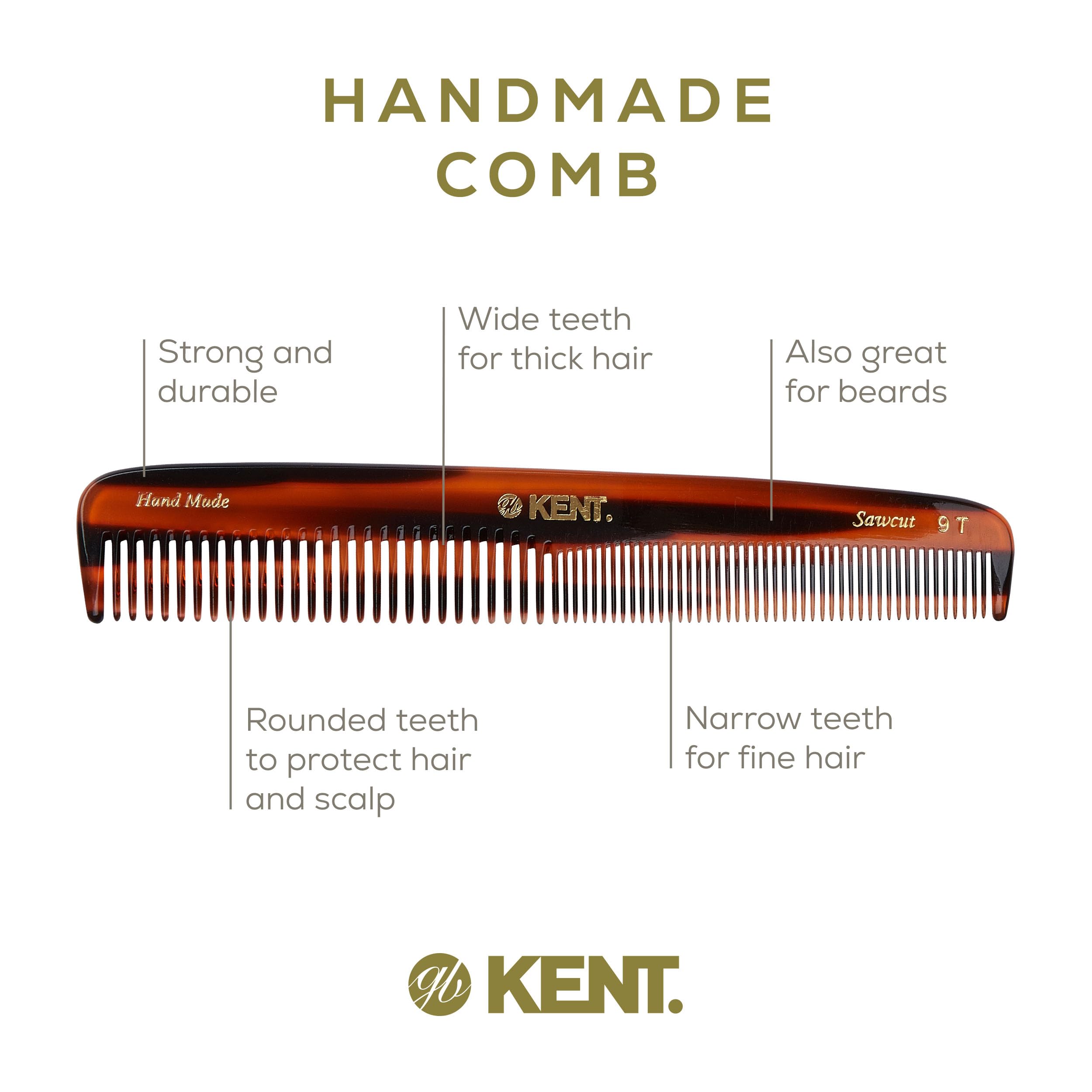 Kent 9T slim back-pocket grooming comb fits in your pocket for on-the-go care.