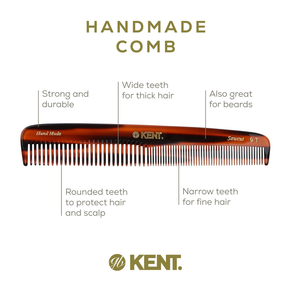 Kent 9T slim back-pocket grooming comb fits in your pocket for on-the-go care.