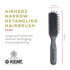 Kent AH10G Airhedz Pro detangles long, thick hair with narrow pins for smooth results.