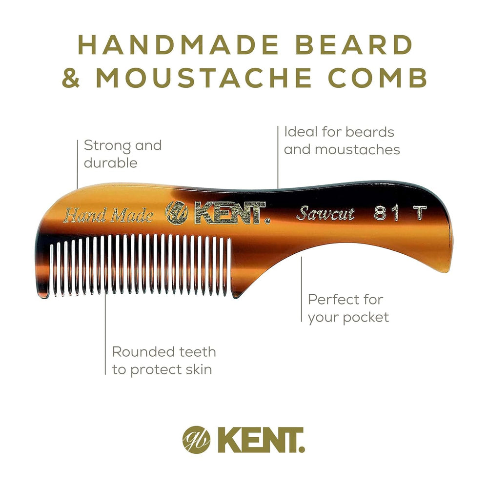 Kent anti-static comb detangles wet and dry beards with ease.