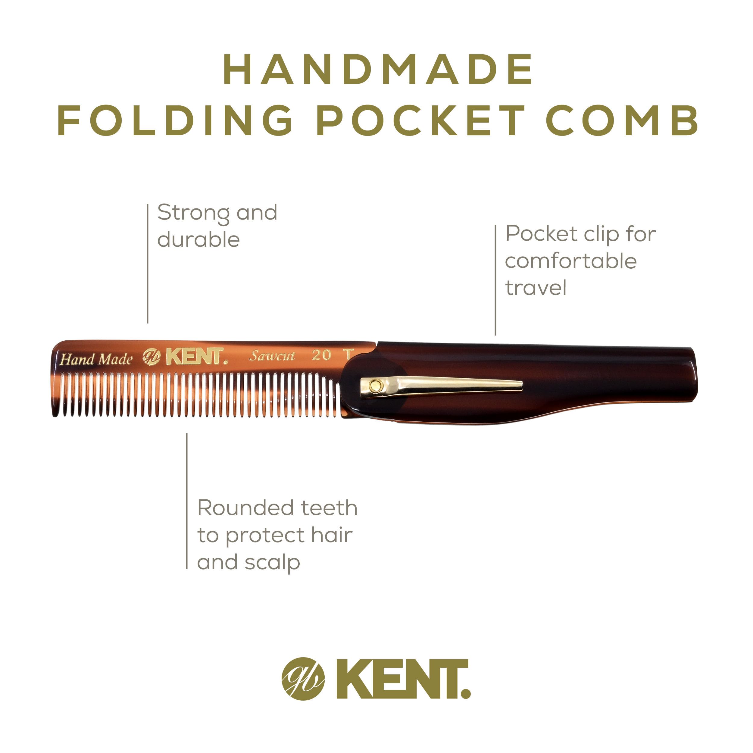 Kent back-pocket design keeps grooming tools ready for spur-of-the-moment touch-ups