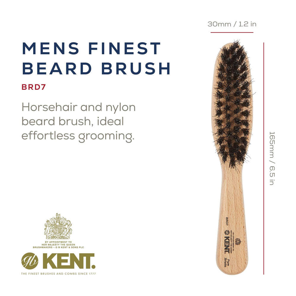 Kent BRD7 ergonomic beechwood handle for comfortable, precise grooming.