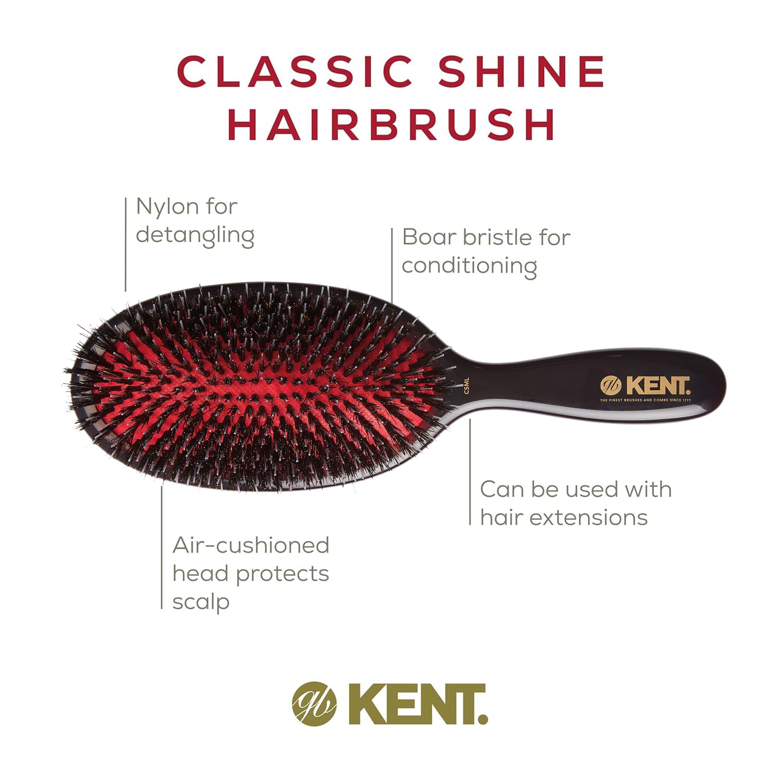Detail of bristle tips suited for thick hair on Kent brush.