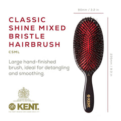 Close-up of natural boar bristles and nylon filaments on Kent Classic Shine brush.
