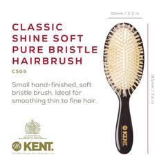 Close-up of natural white boar bristles on Kent brush for silky shine