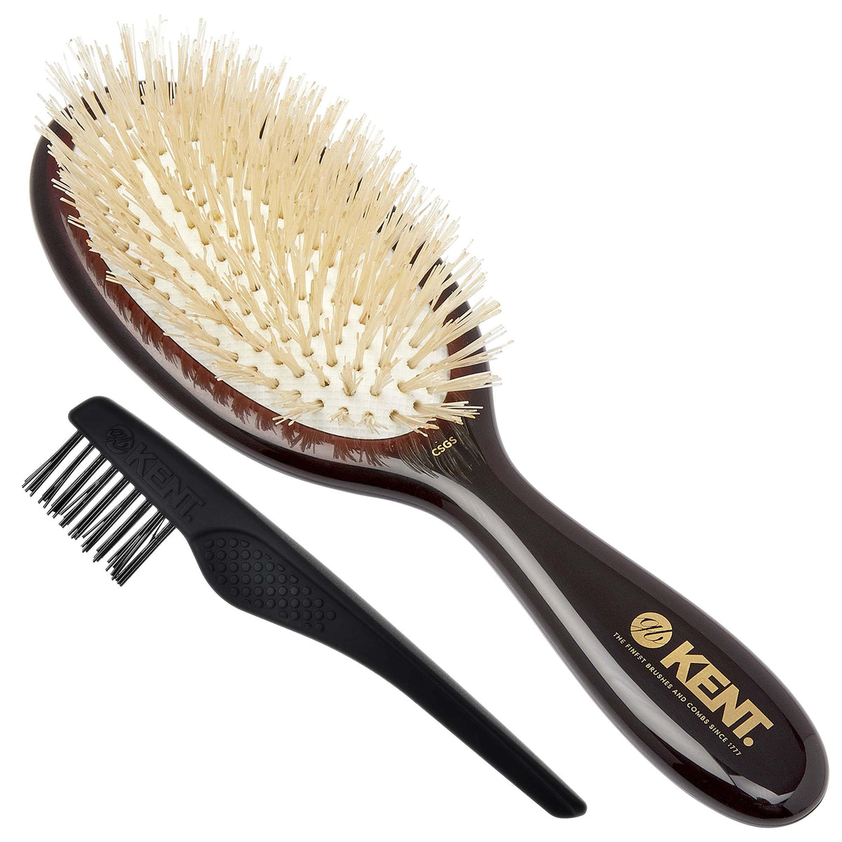 Kent CSGS Classic Shine brush front view with midnight ruby handle for elegant daily grooming