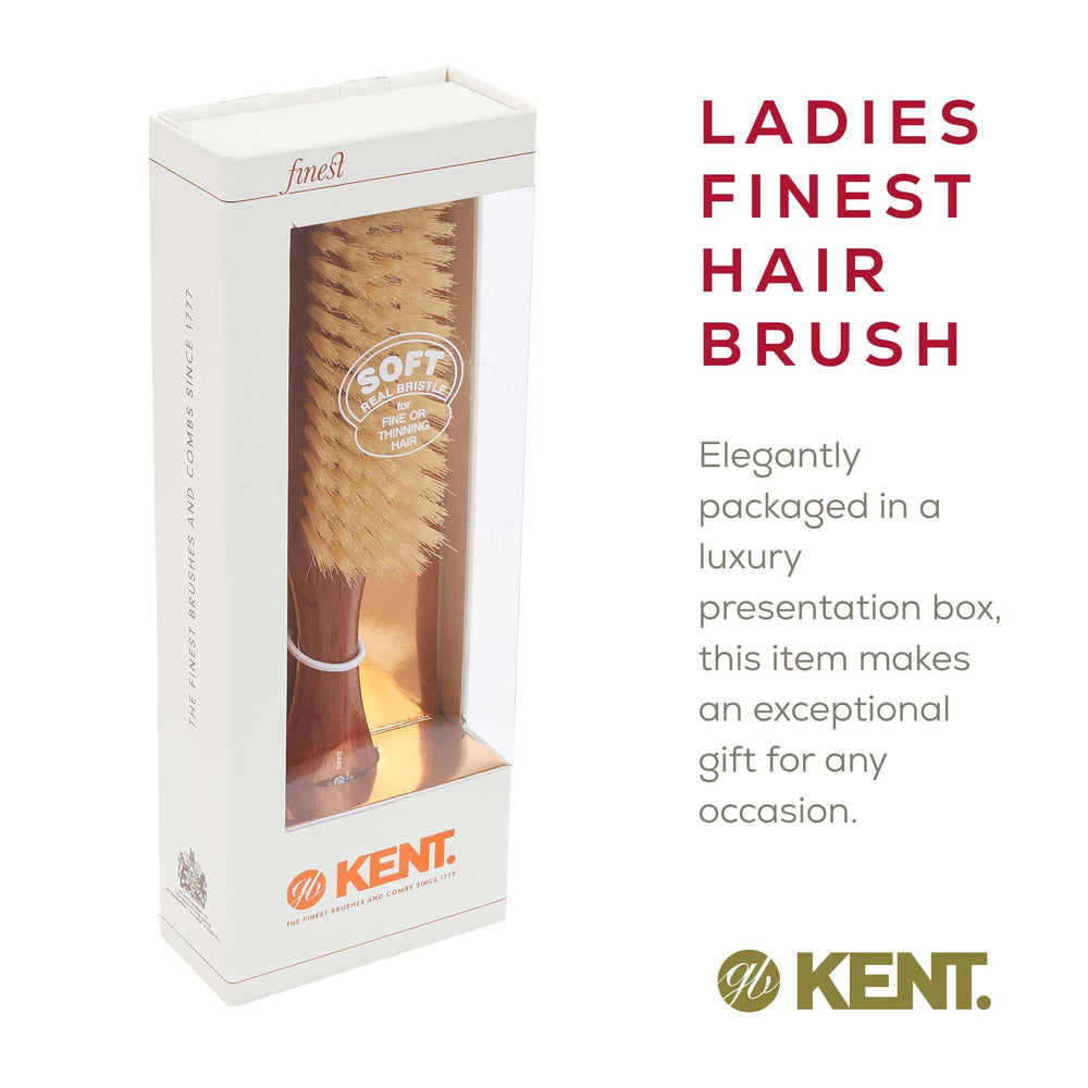 Kent DA4S Finest womens danta wood bristle density supports gentle scalp care.