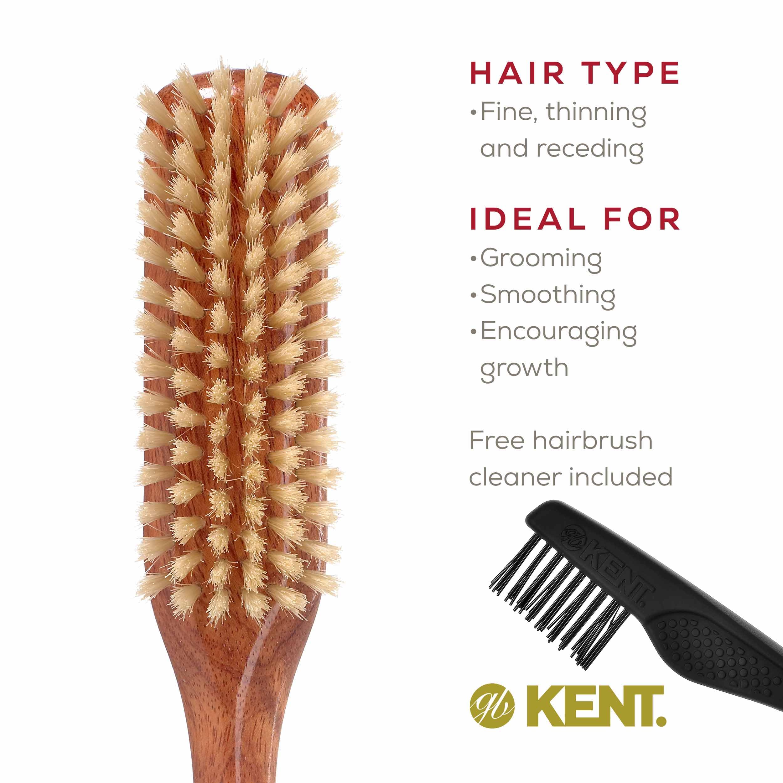 Kent DA4S Finest womens danta wood grooming kit style brush for daily routines.