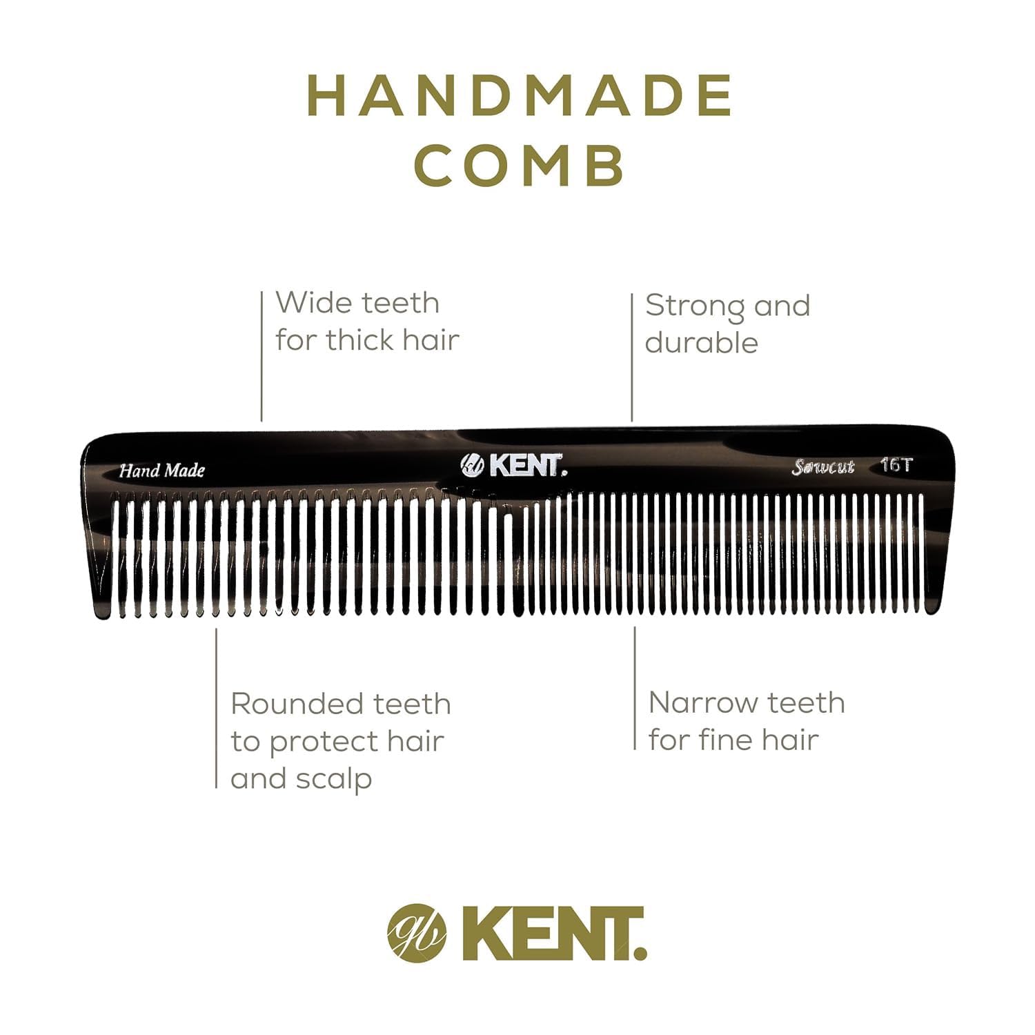 Kent daily care routine using a large comb for gentle scalp stimulation.