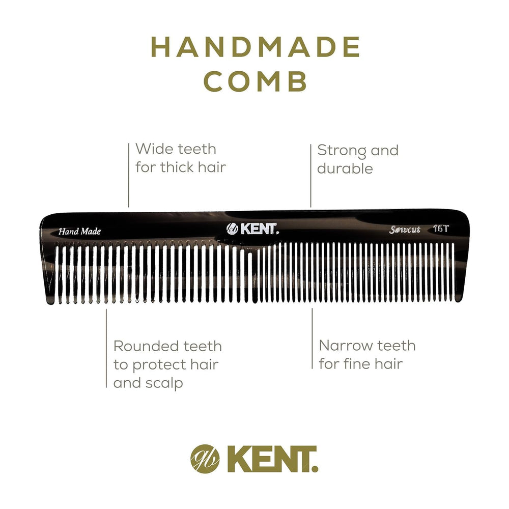 Kent daily care routine using a large comb for gentle scalp stimulation.
