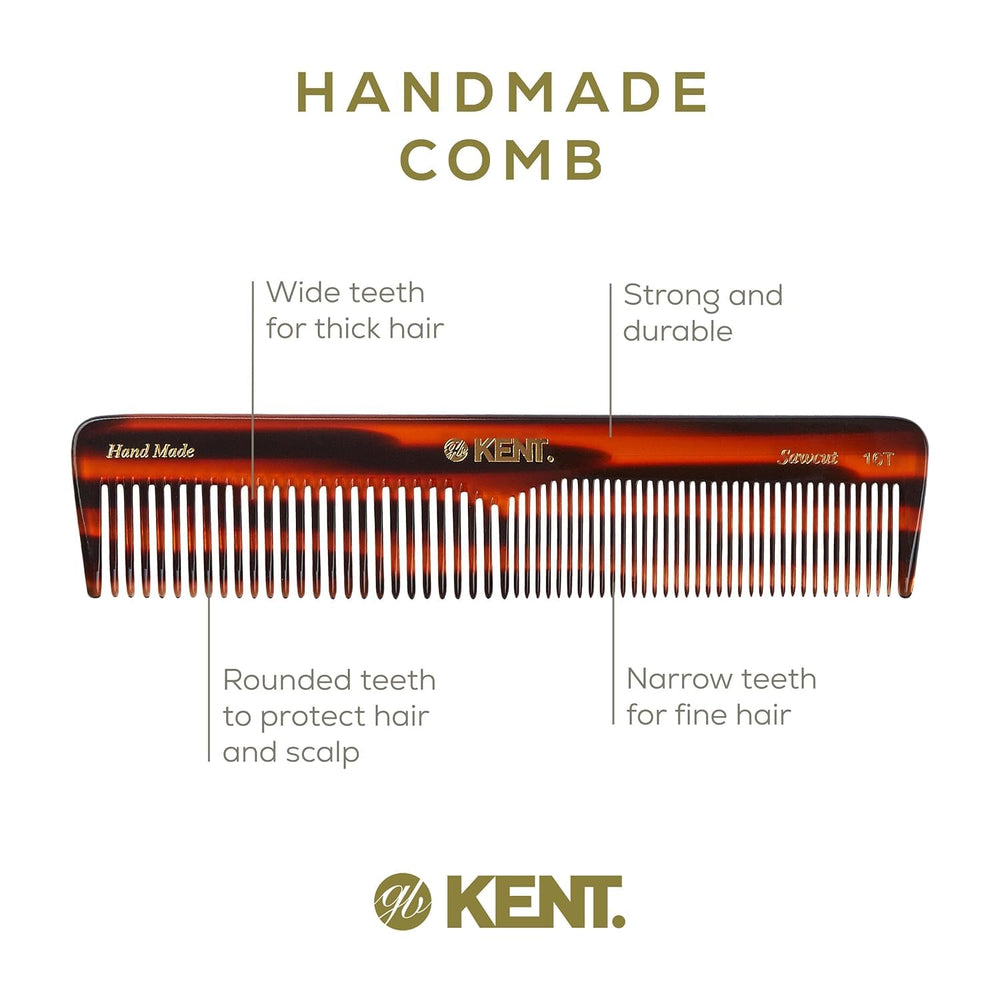 Kent dressing comb with hand-polished teeth for smooth glide and scalp comfort.