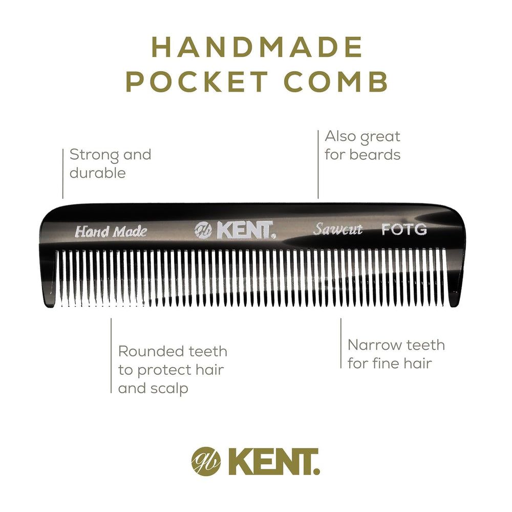 Kent FOT pocket-travel-comb fits in jeans pocket for grooming anywhere.