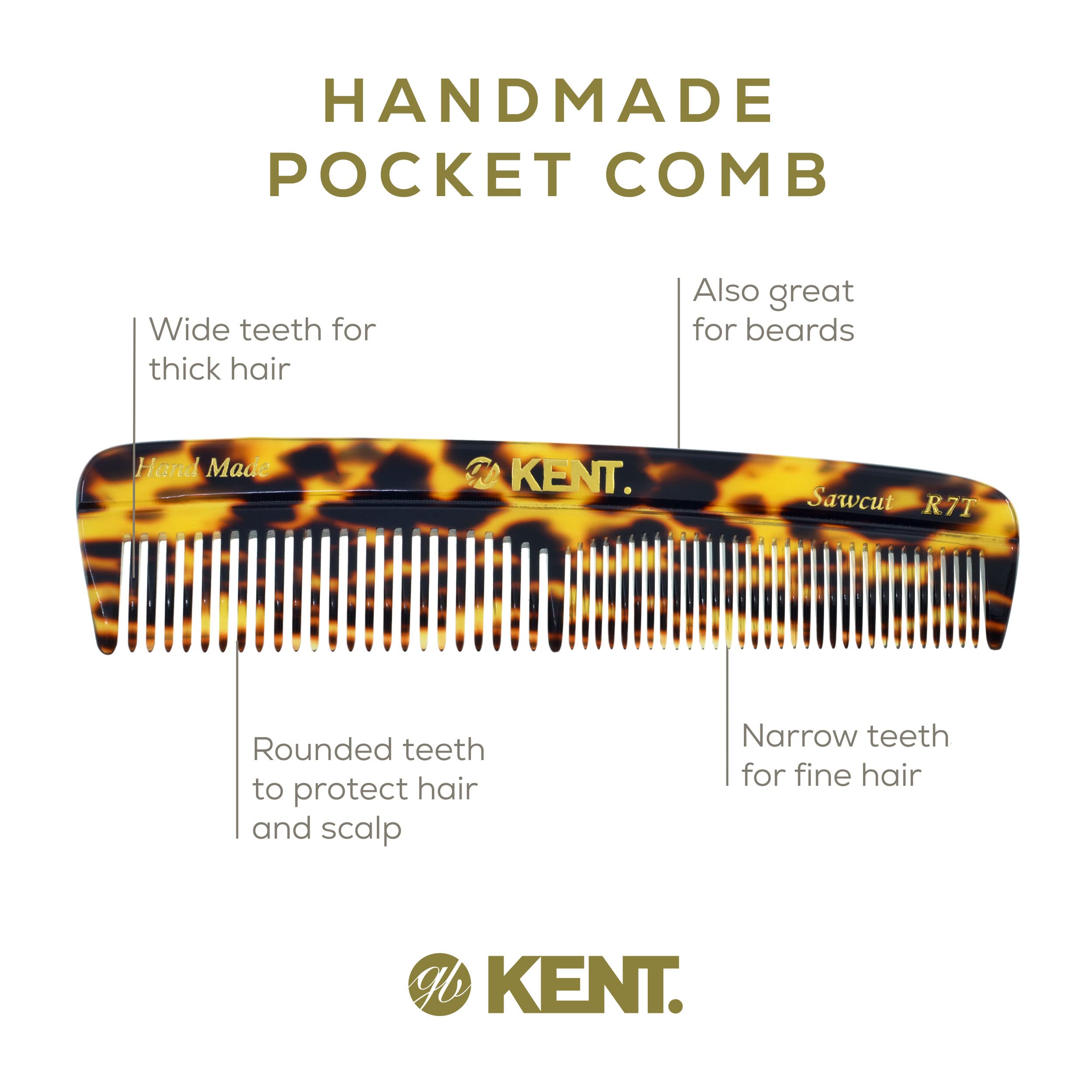 Kent hair comb pocket Tokyo hand-polished teeth for a smooth feel.