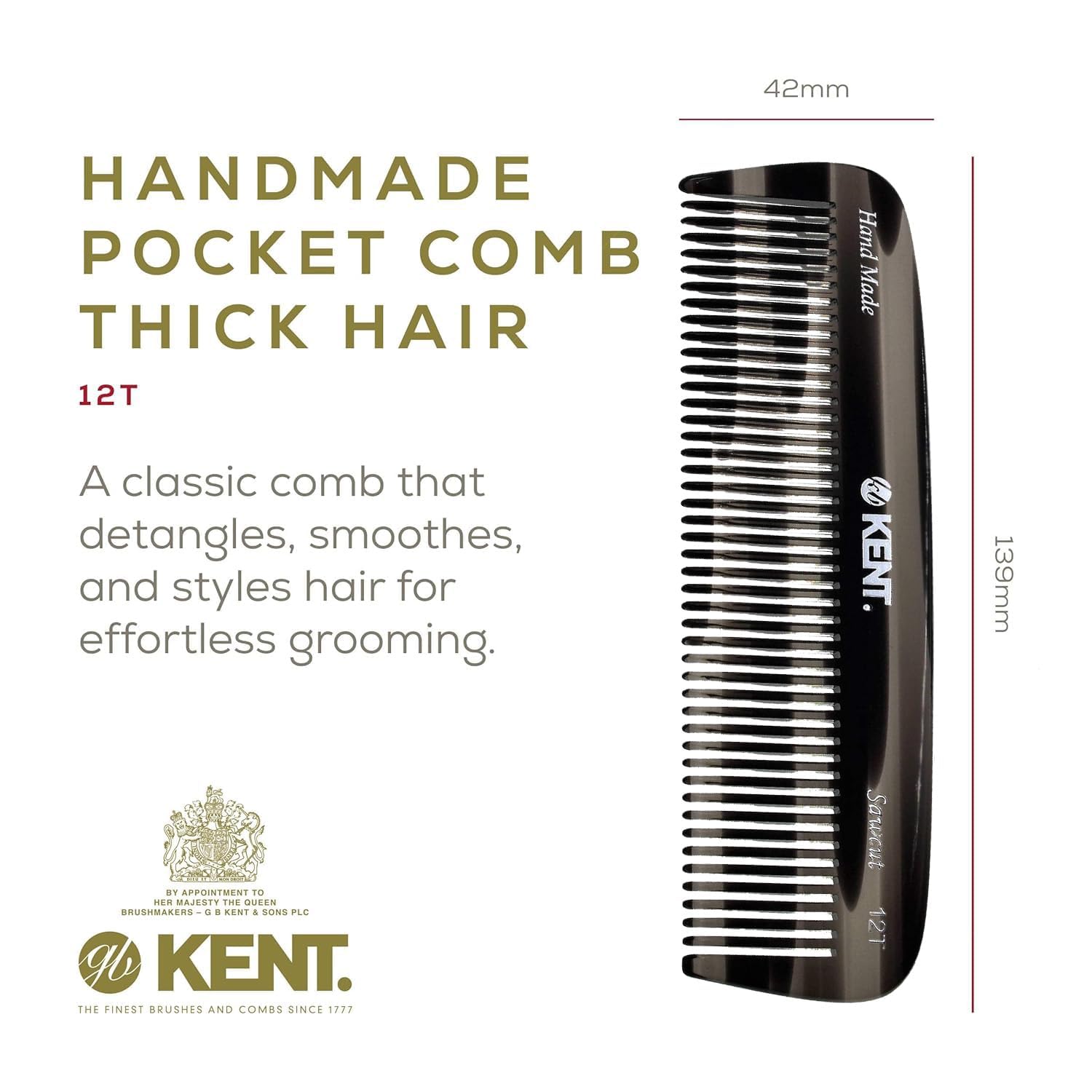Kent hand-polished teeth glide gently through curls.