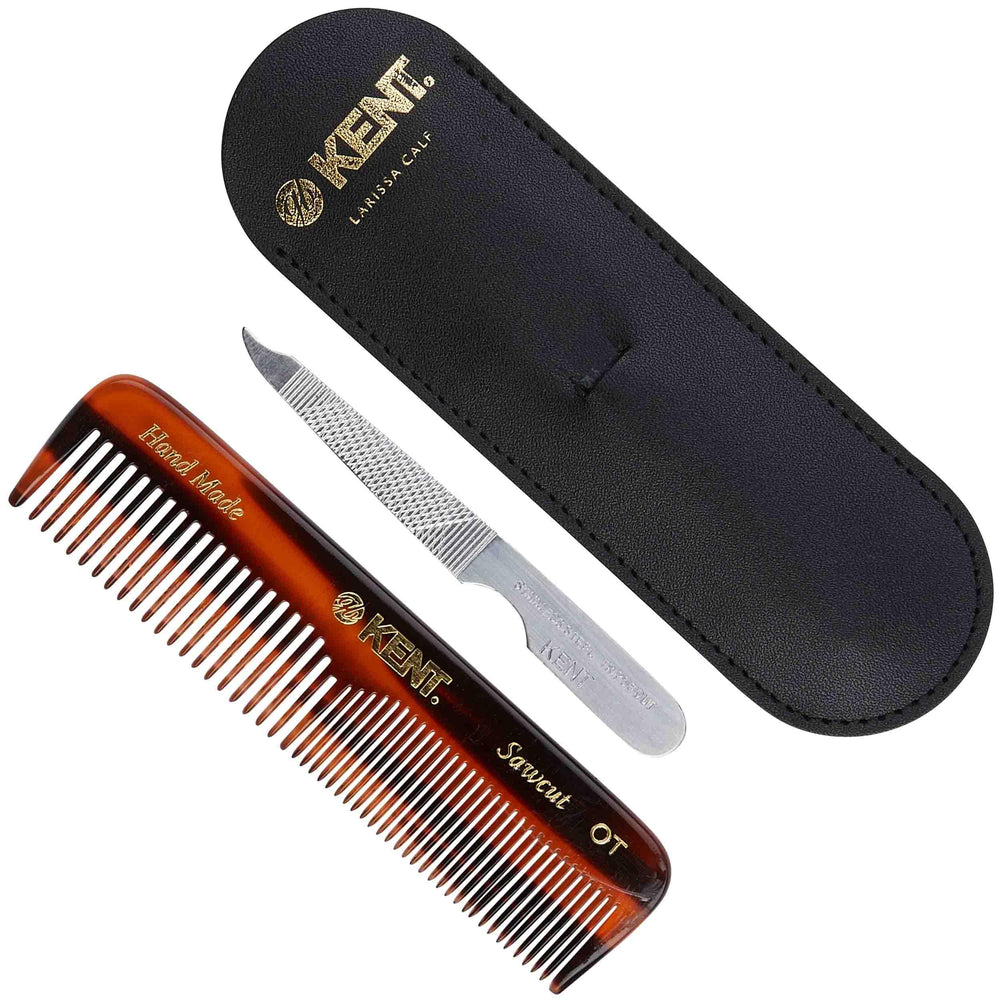 Kent NU19 gift set leather pouch for organized travel grooming.