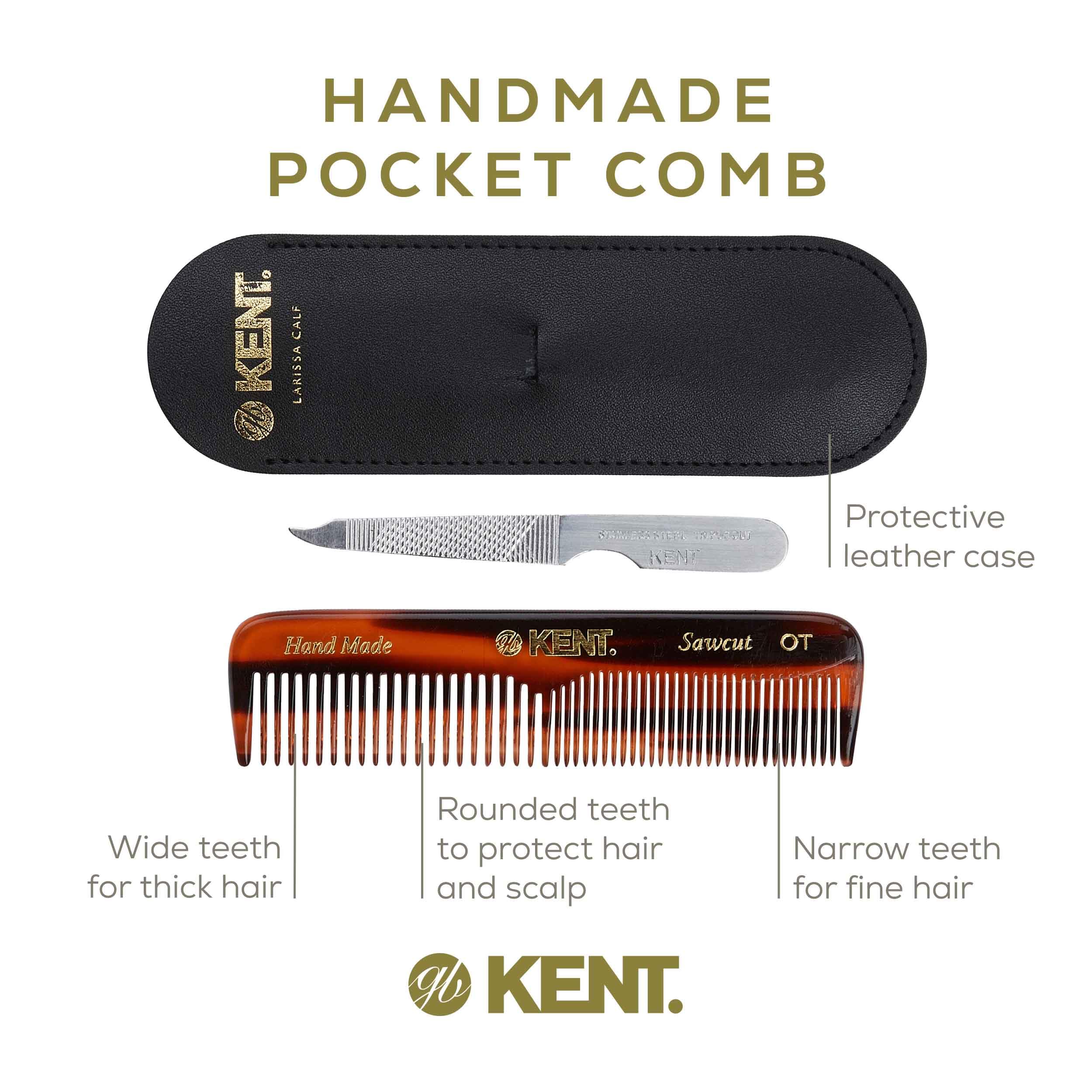 Kent NU19 beard and hair styling comb in use for neat facial hair.