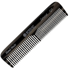 Kent OT Black Graphite pocket comb front view with smooth teeth for gentle grooming