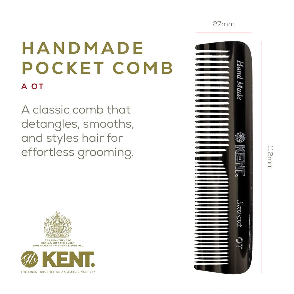 Kent OT Black Graphite pocket comb teeth detail shows precise saw-cut smoothness