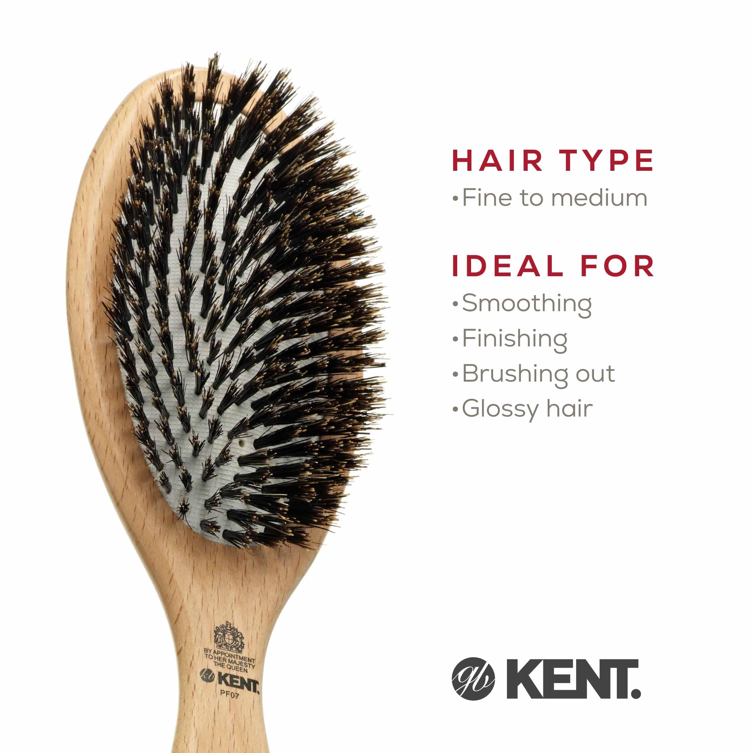 Kent PF07 travel size brush fits the hand for on the go grooming.