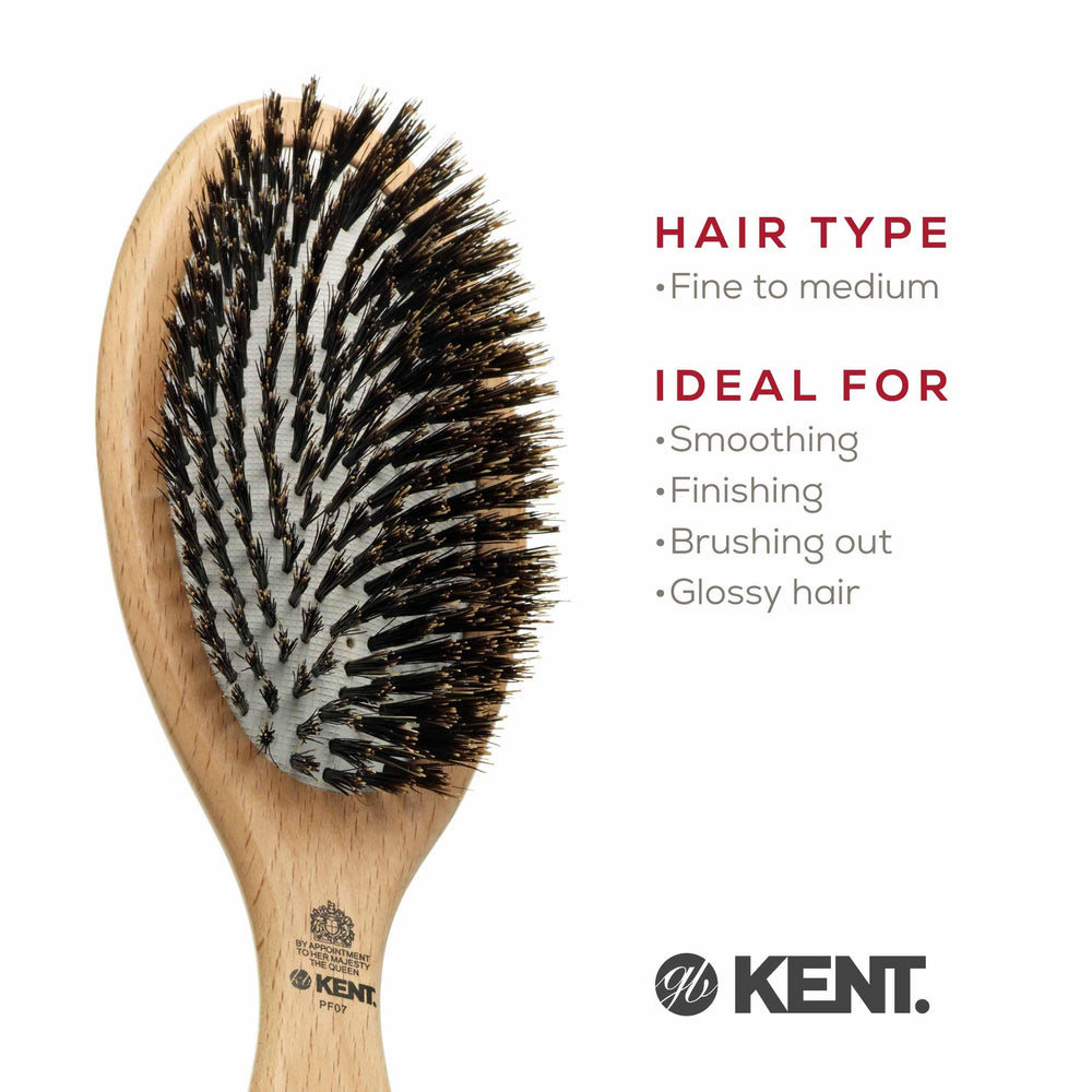 Kent PF07 travel size brush fits the hand for on the go grooming.