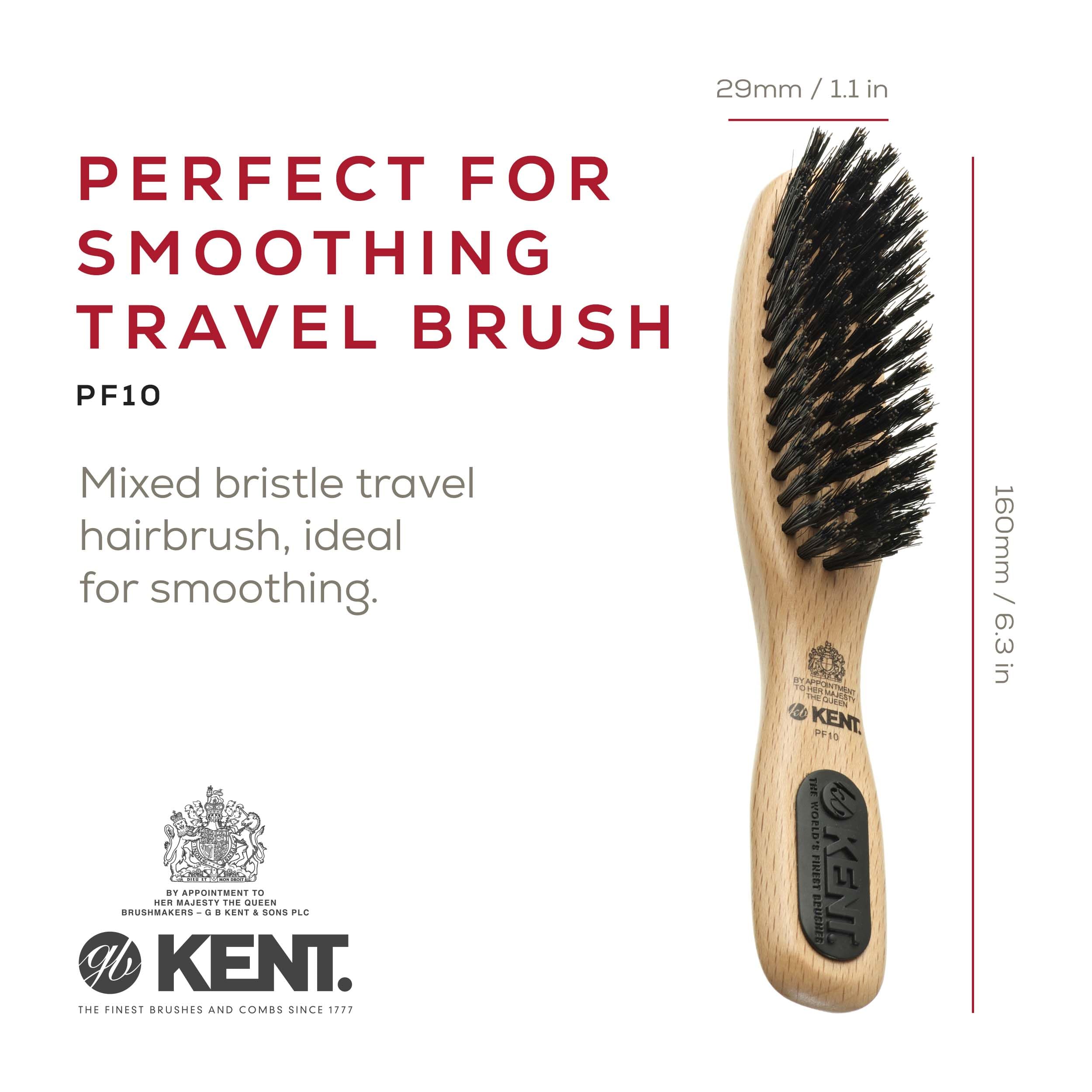 Kent PF10 beechwood handle with rubber grips for comfortable grooming